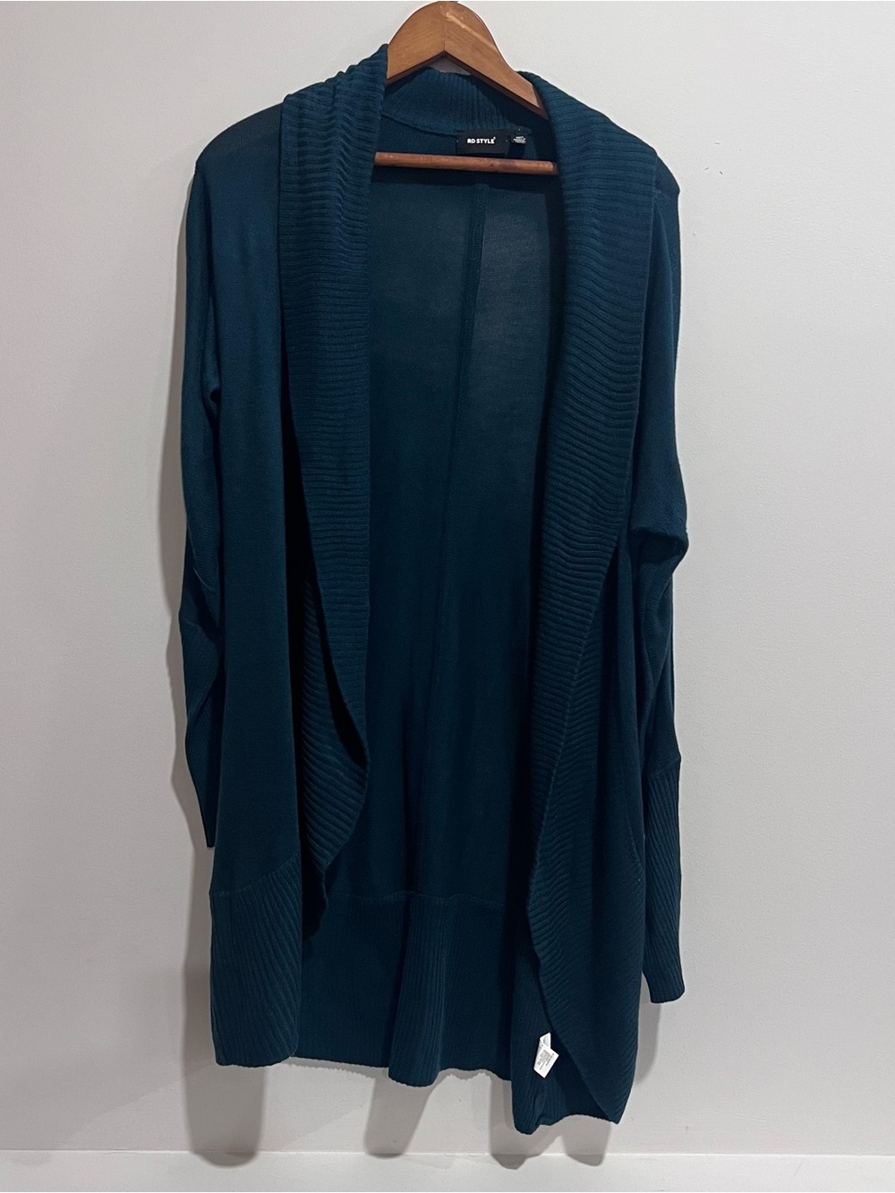 RD Style Open-Front Long Cardigan in Deep Teal